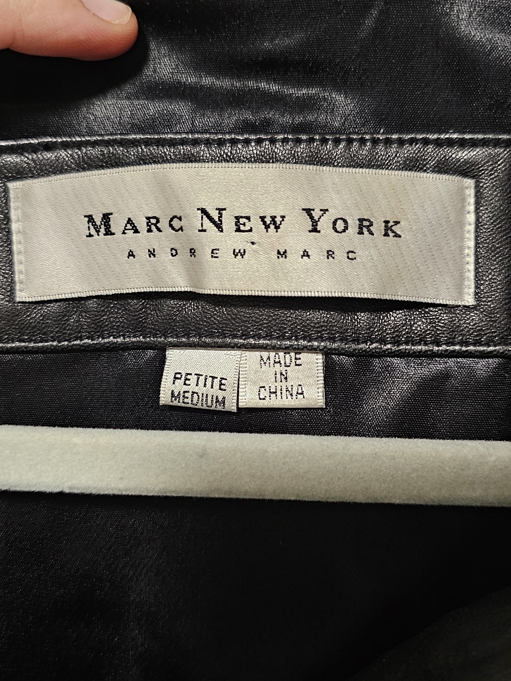 VTG Marc New York Genuine Black Leather Blazer Coat Jacket - Size Medium Petite